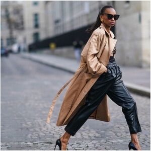 Zara Black Softest Leather Ankle Paper Bag Pants NWOT 6 Bloggers